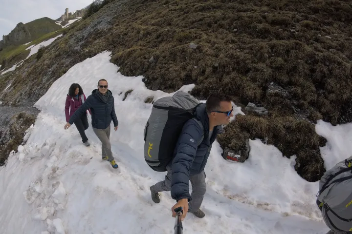 walking on snowy mountains